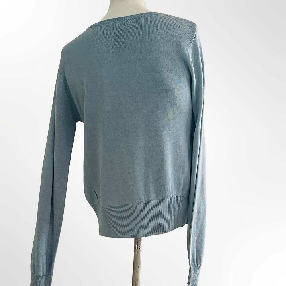 Kenzie Women's Light Blue V-Neck Button-Front Knit Cardigan Sweater Size Small