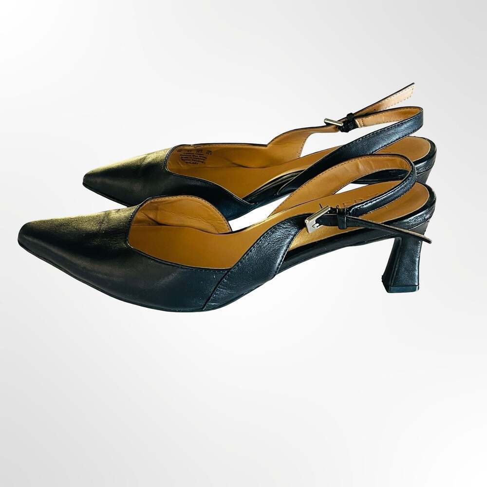 Naturalizer Dalary Black Leather Slingback Pumps