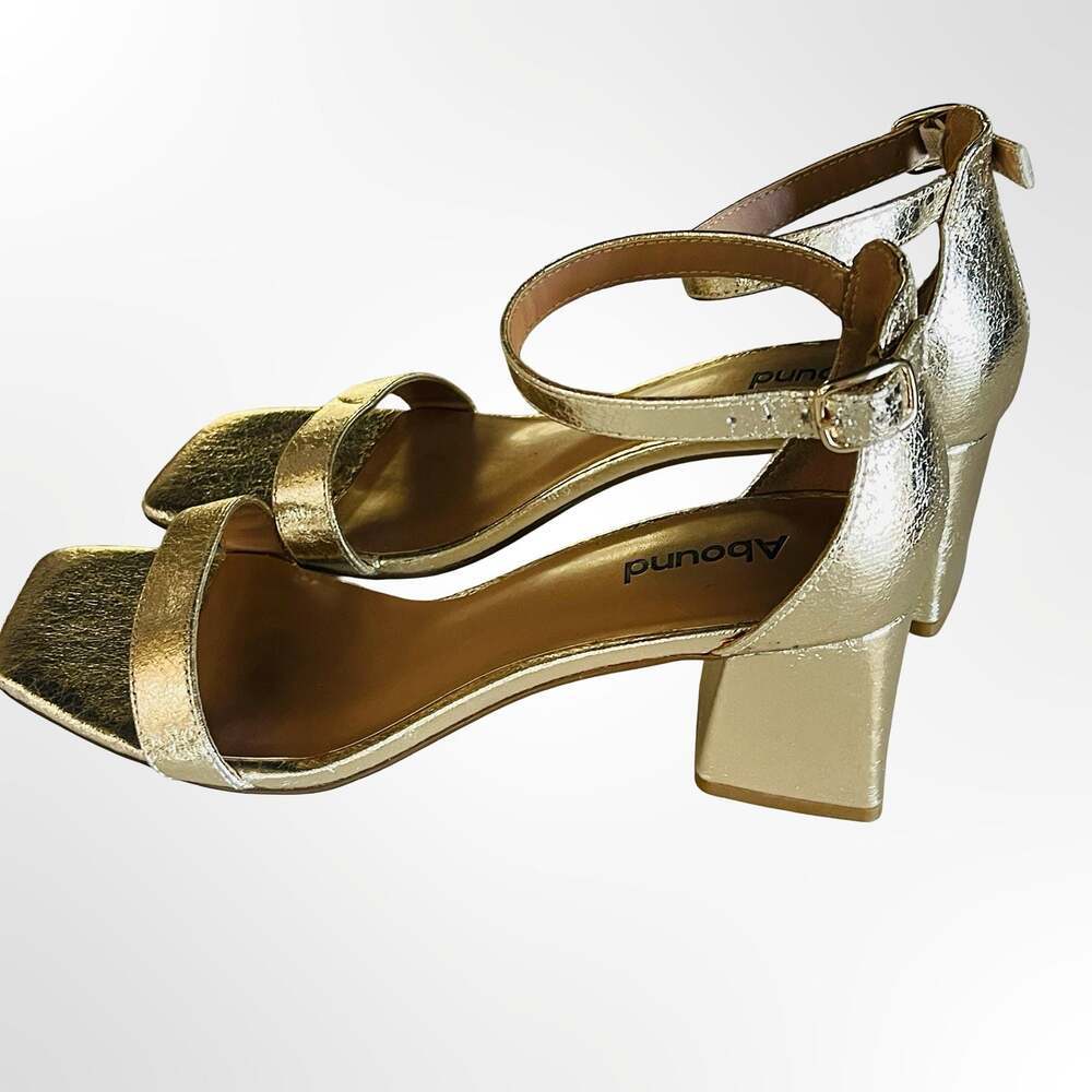 Abound Finn Metallic Gold Block Heel Ankle Strap Sandals