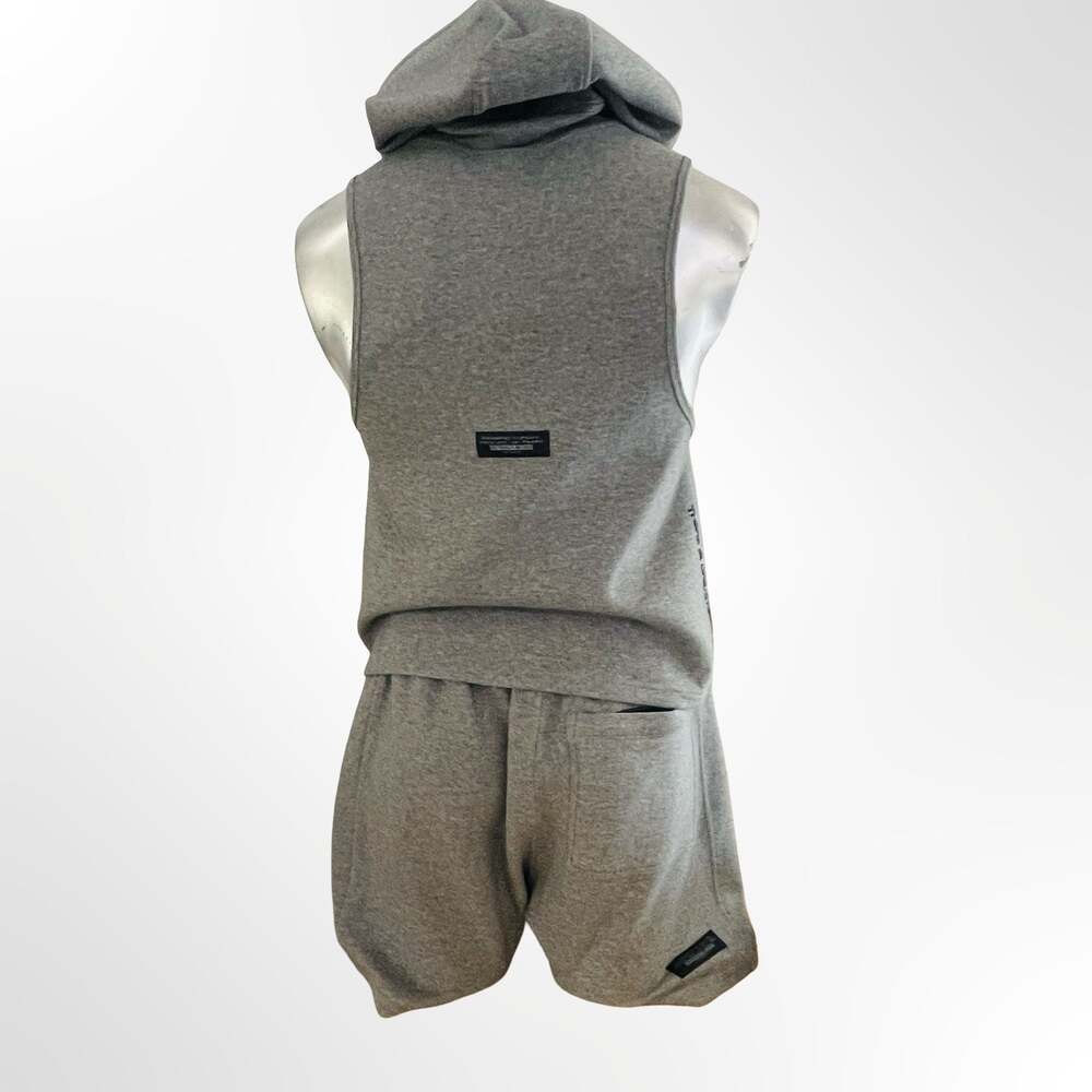 Actively Black Men's Sleeveless Hooded Tank Top and Shorts Two-Piece Set