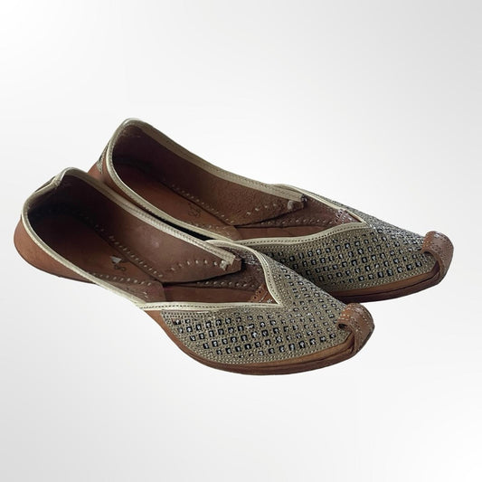 Handmade in Morocco Elegant Brown and Cream Women's shoes