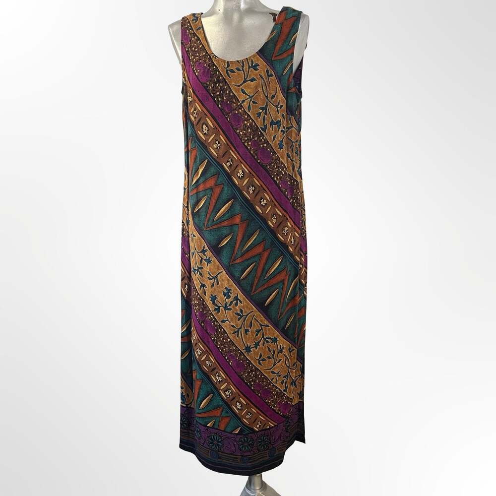 Vintage Karin Stevens 2-Piece Sleeveless Maxi Dress and Short Sleeve Topper Set