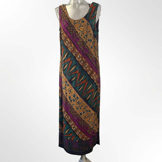 Vintage Karin Stevens 2-Piece Sleeveless Maxi Dress and Short Sleeve Topper Set