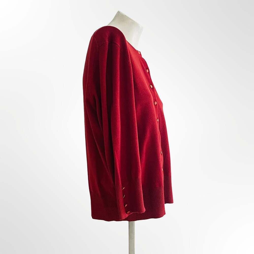 Grace Elements Red Button Down Cardigan Sweater Size XL Rayon Nylon
