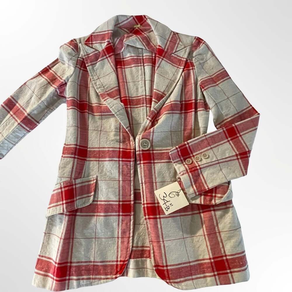 Smythe Patch Pocket Birkin Blazer in Rust Spring Plaid Size 6