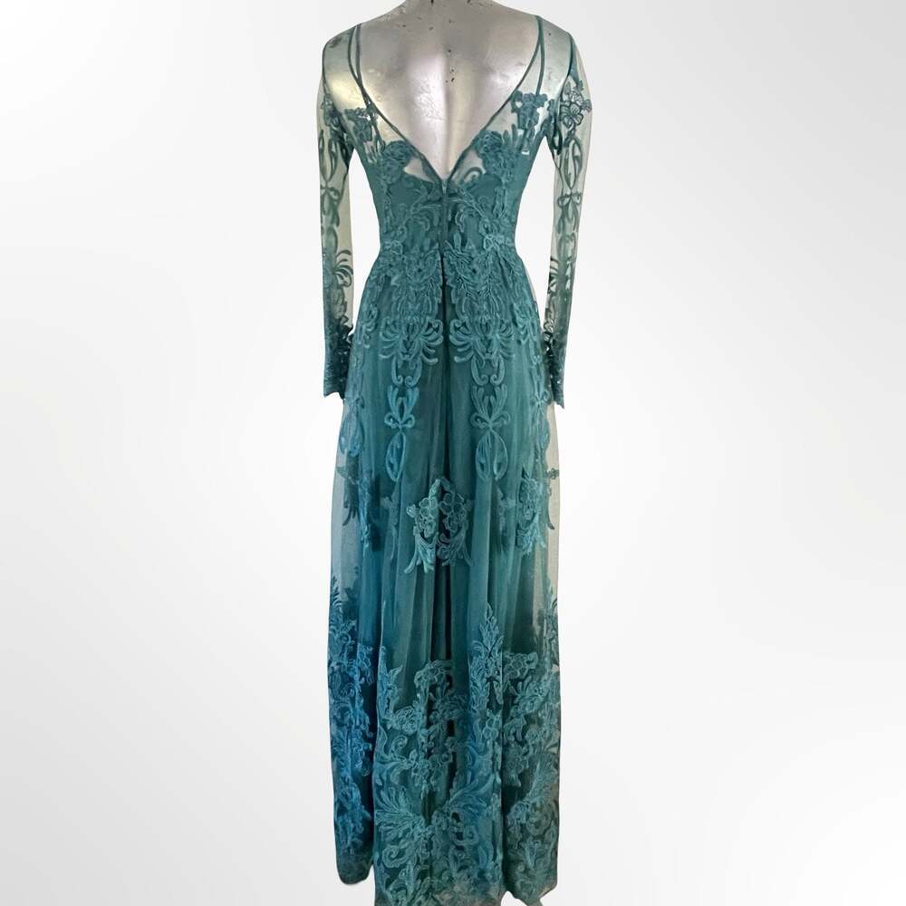 Zuhair Murad Long Sleeve Embroidered Tulle Evening Gown