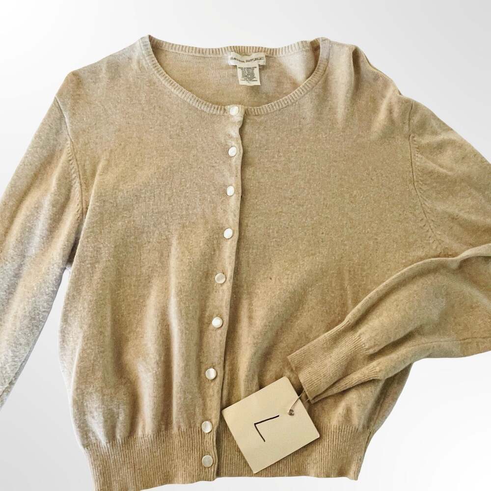 Banana Republic Beige Blend Button Front Crew Neck Cardigan Size L