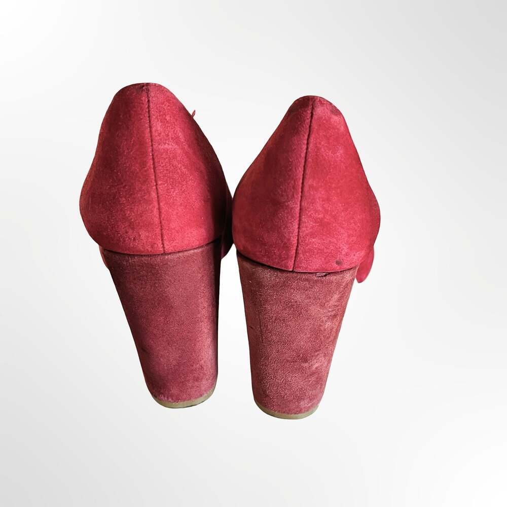 Sole Society Red Suede Round Toe Block Heel Pumps