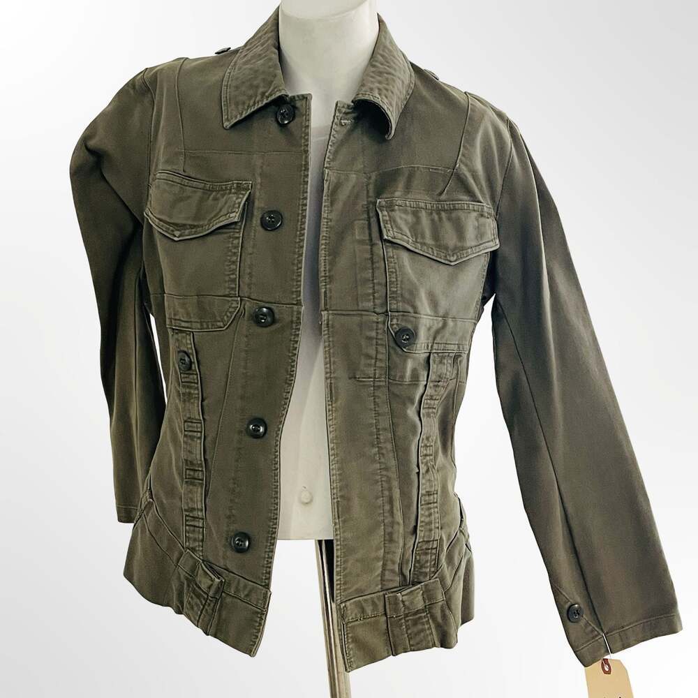 MAYER Women's Olive Green Military Style Button-Down Utility Jacket