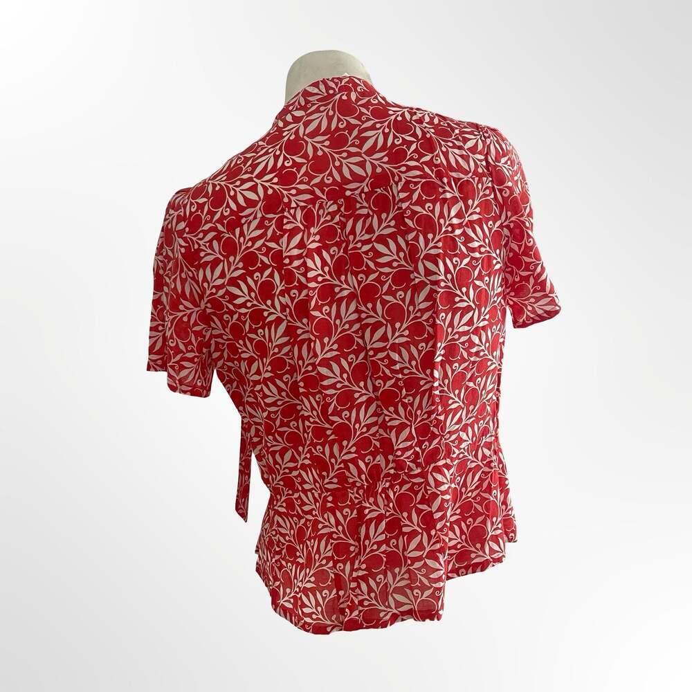 Red Printed Summer Top with neck tie feature