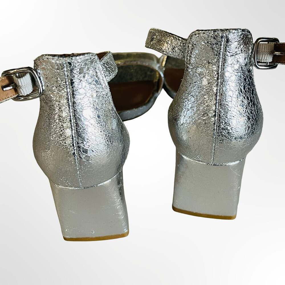 Abound Women's Silver Crinkle Block Heel Ankle Strap Sandals