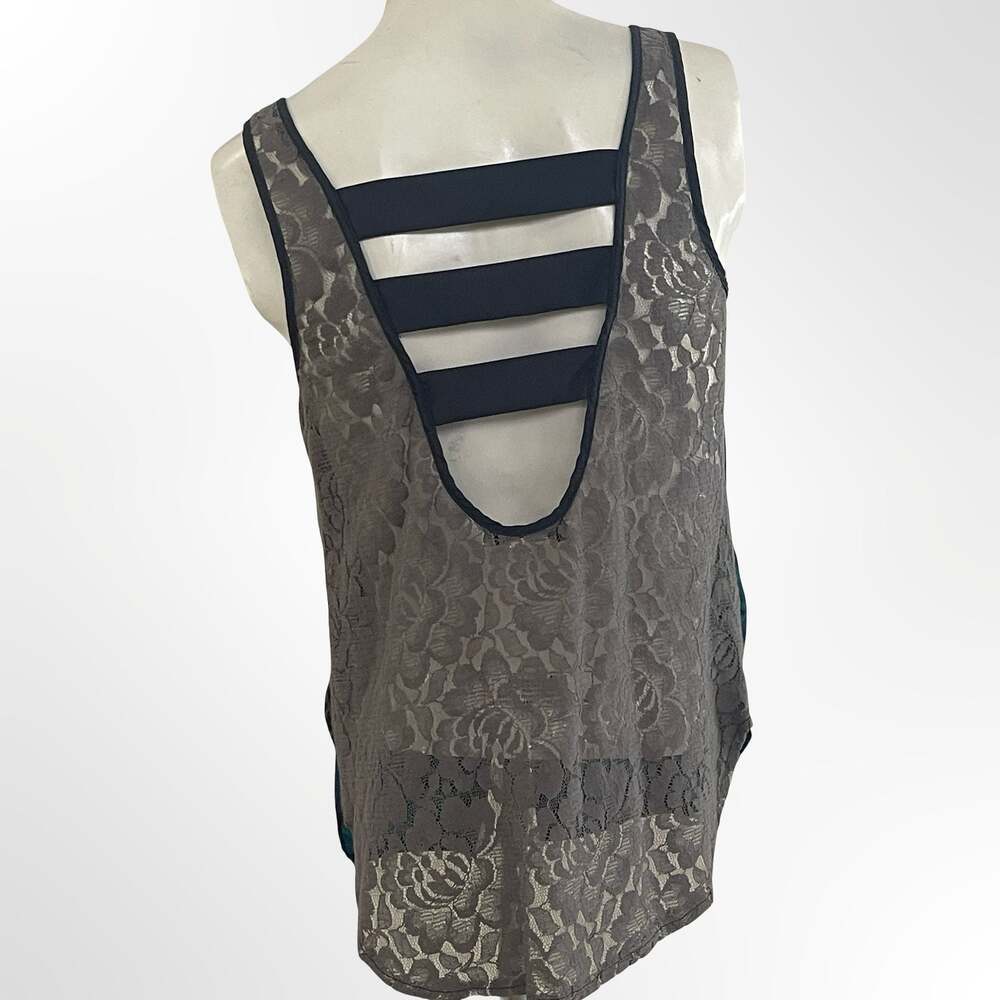 Love Squared Floral Print Lace Back Strappy Tank Top