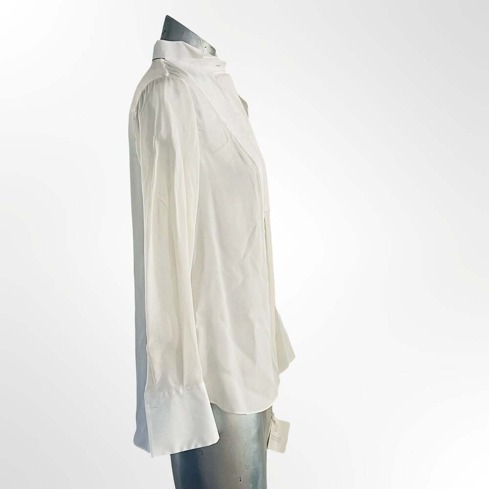 Brunello Cucinelli Women's 100% Silk Two-Tone Blouse with Monili Beaded Collar D