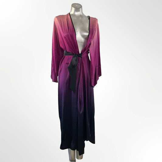 Fleur du Mal Long Angel Sleeve Ombre Silk Robe