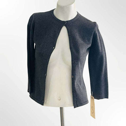 BP. Women's Dark Gray 100% Cotton Button Front Crew Neck Cardigan Sweater Size S