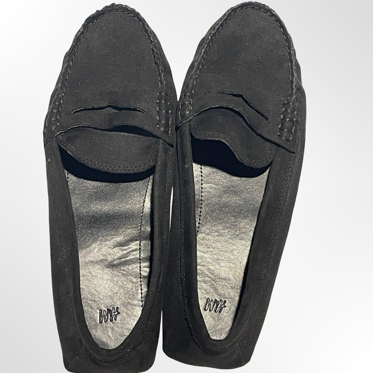 H&M Black Suede Penny Loafers - Women size 7 NWOT