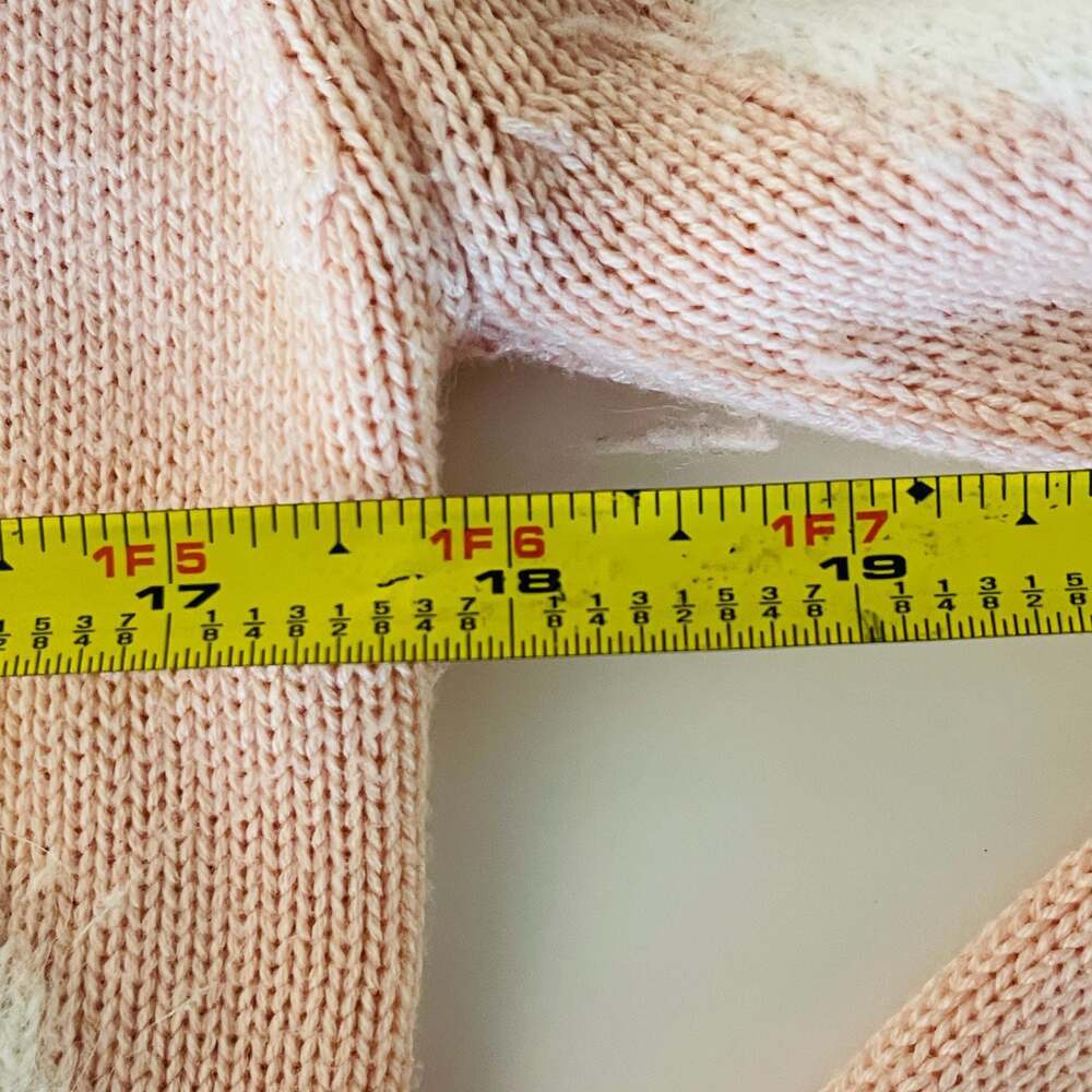 Tequila Solo Coco Heart Pattern Knit Pullover Sweater Peach Pink Size L