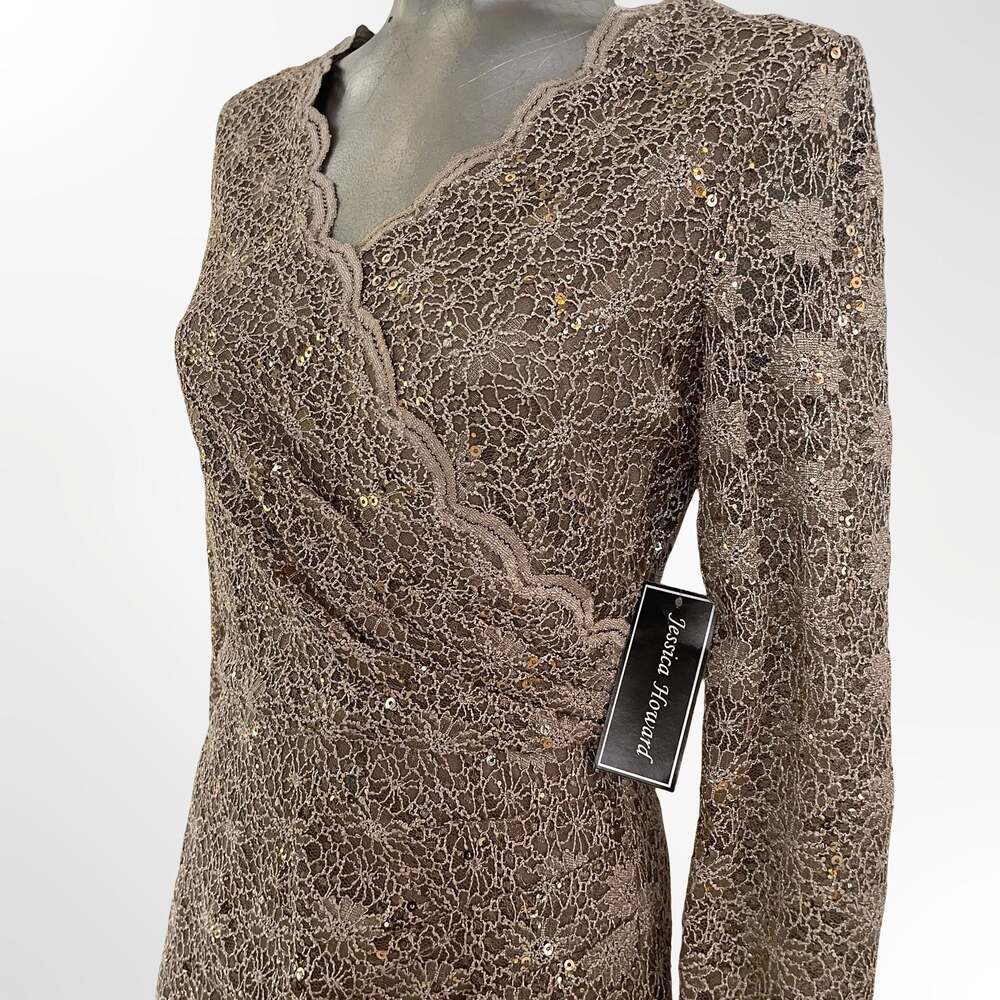 Jessica Howard Women's Sequined Lace Surplice Sheath Dress NWT