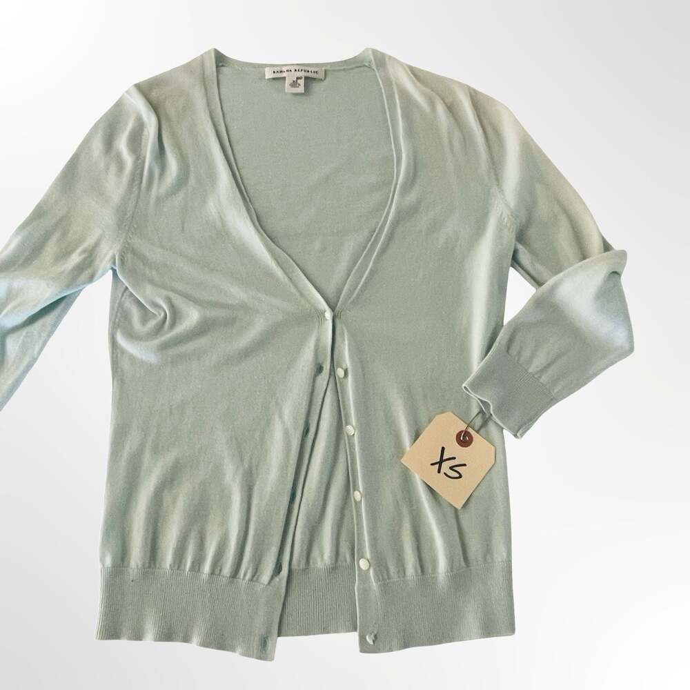 Banana Republic Light Green V-Neck Button-Front Cardigan Sweater Size XS