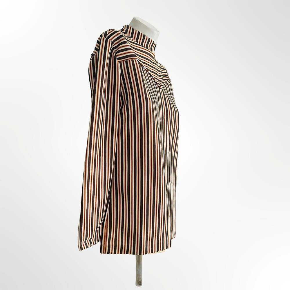Vintage H Bar C California Ranchwear Striped Mock Neck Long Sleeve Top M