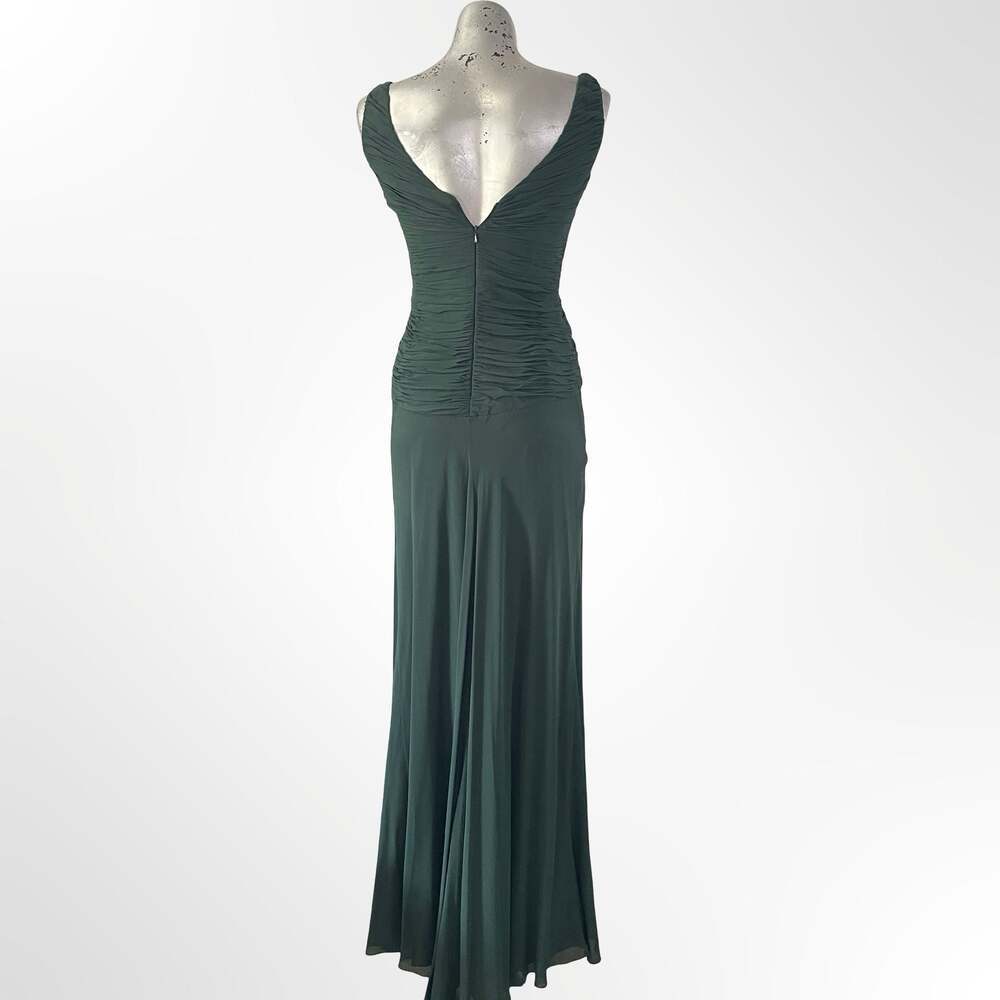Niteline Women's Emerald Green 100% Silk Beaded Evening Gown, Size 4