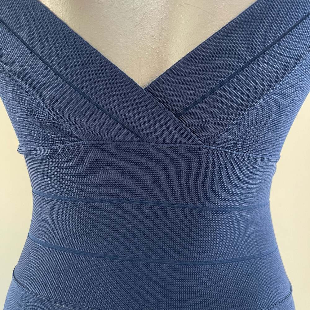 Armani Exchange Navy Blue Sleeveless Bandage Fit and Flare Dress