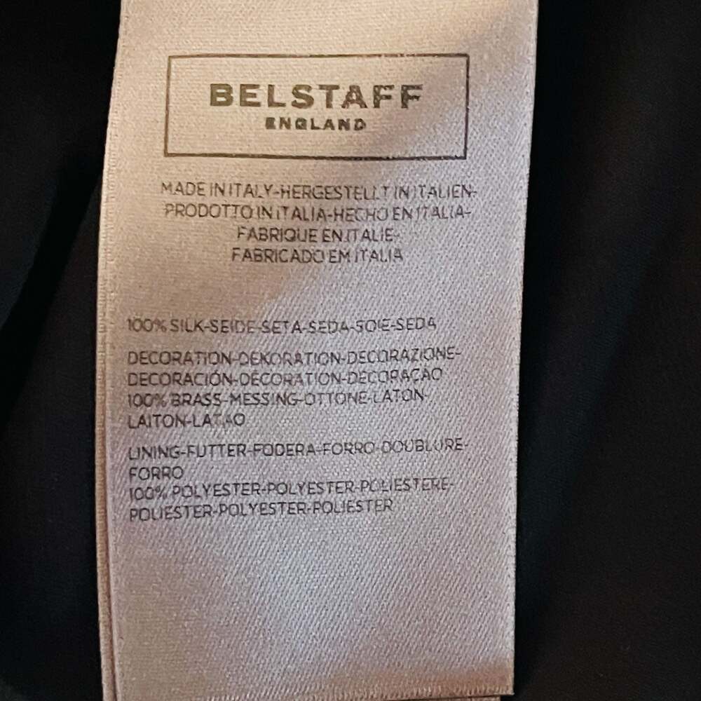 Belstaff Women's Black Silk Long Sleeve Blouse with Brass Stud Embellishments
