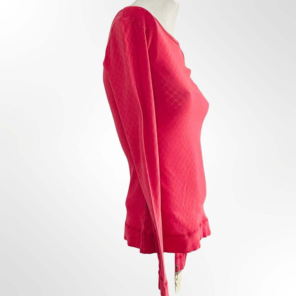 Zooey Coral Pink Textured Long Sleeve Boatneck Top