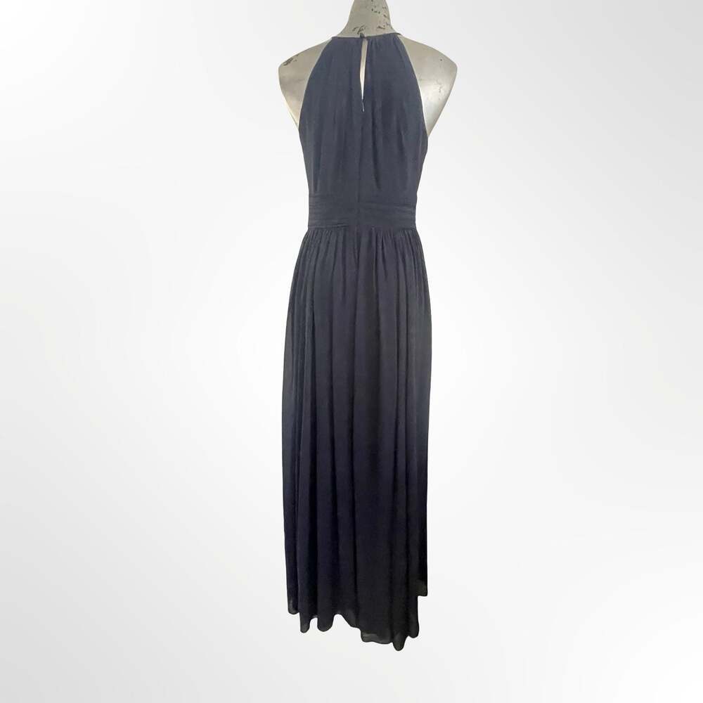Bill Levkoff Navy Blue Chiffon Halter Bridesmaid Dress Size 8