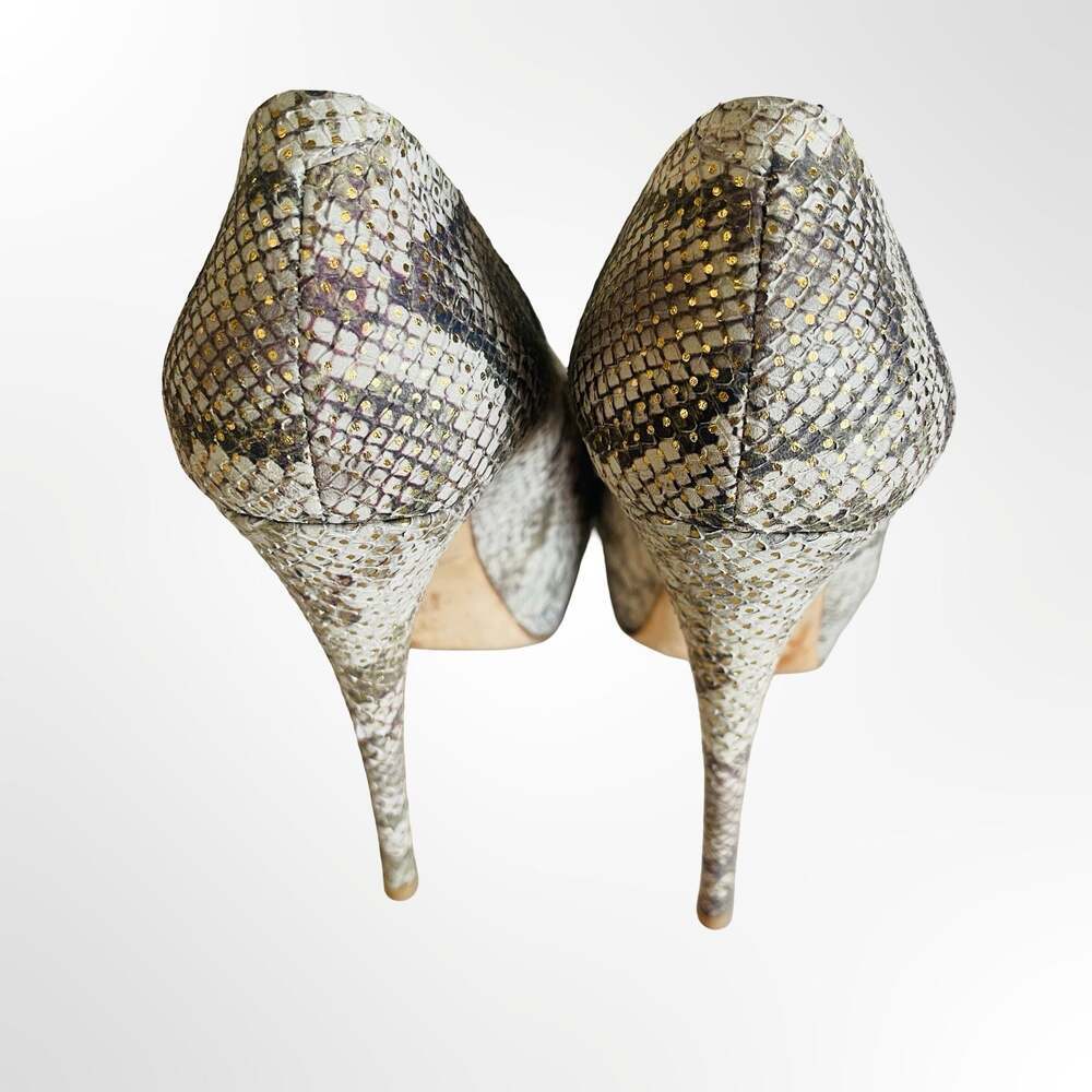 Giuseppe Zanotti Design Snake Embossed Leather Peep Toe Platform Pumps