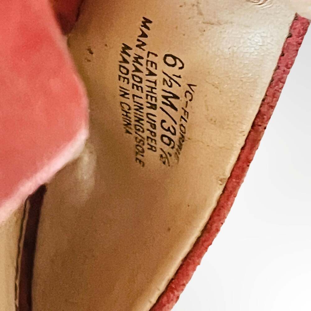 Vince Camuto Florrie Pink Suede Cross-Strap Block Heel Sandals