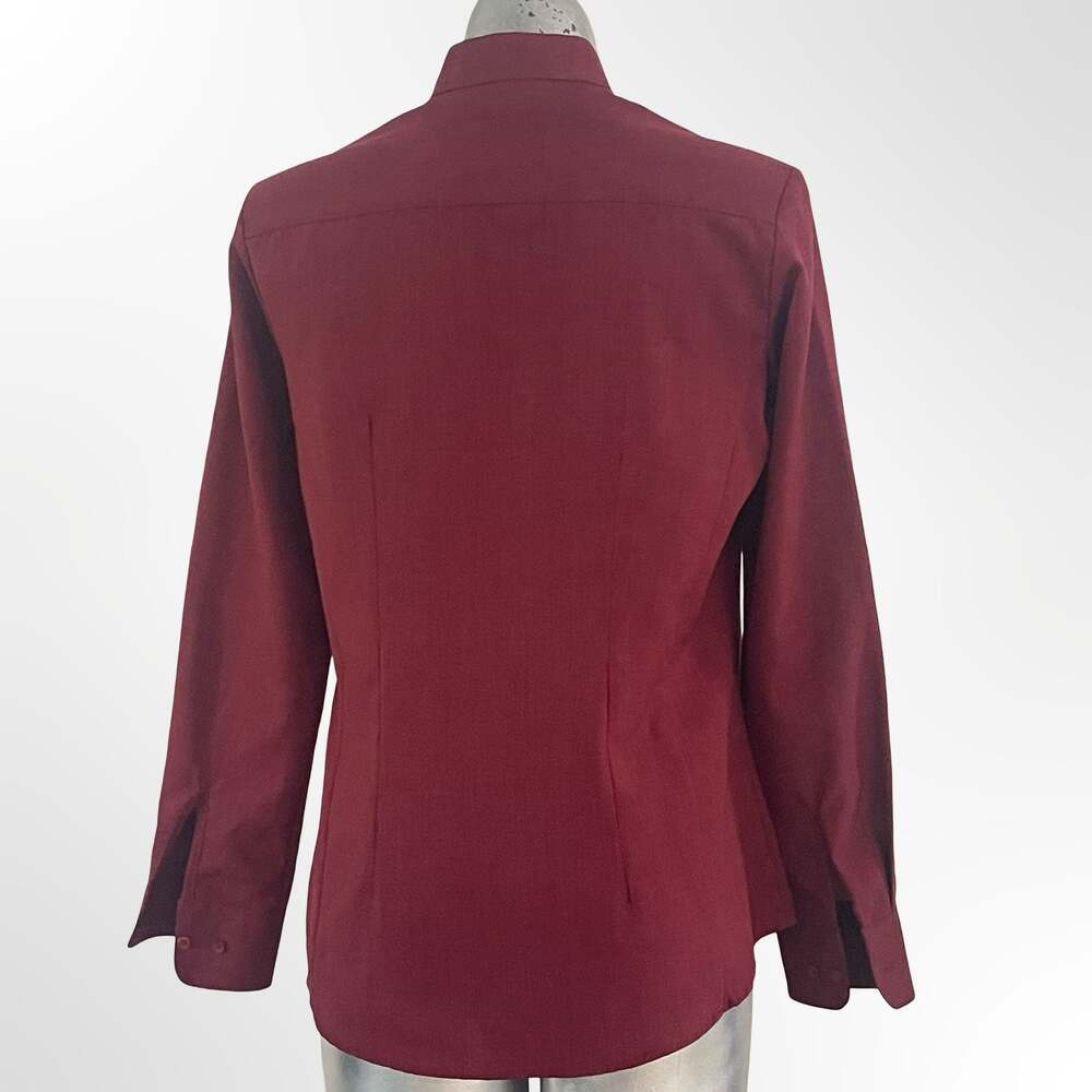Edwards Garment Women's Burgundy Long Sleeve Stand-Up Collar Dress Shirt