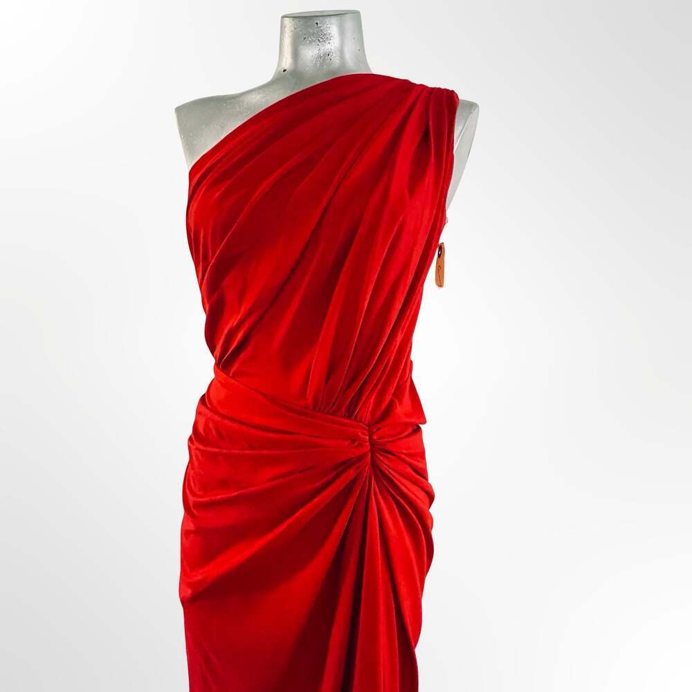 Tadashi Shoji One-Shoulder Ruched Draped Evening Gown