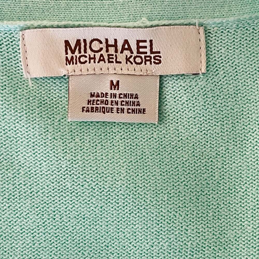 MICHAEL Michael Kors Mint Green Argyle V-Neck Cotton Cardigan Sweater