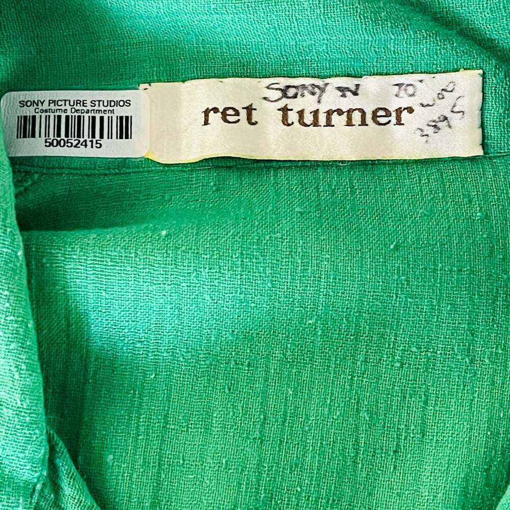 Ret Turner Green Cotton Long Sleeve Button Down Crop Top
