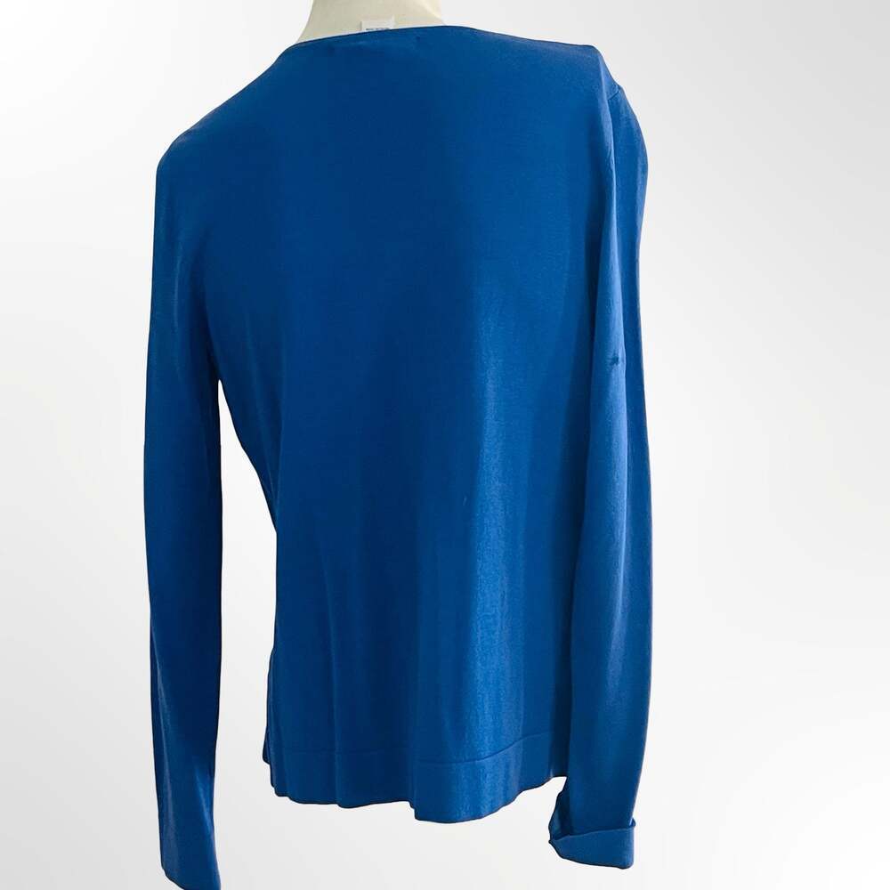 August Silk Classic Royal Blue Crew Neck Cardigan Sweater