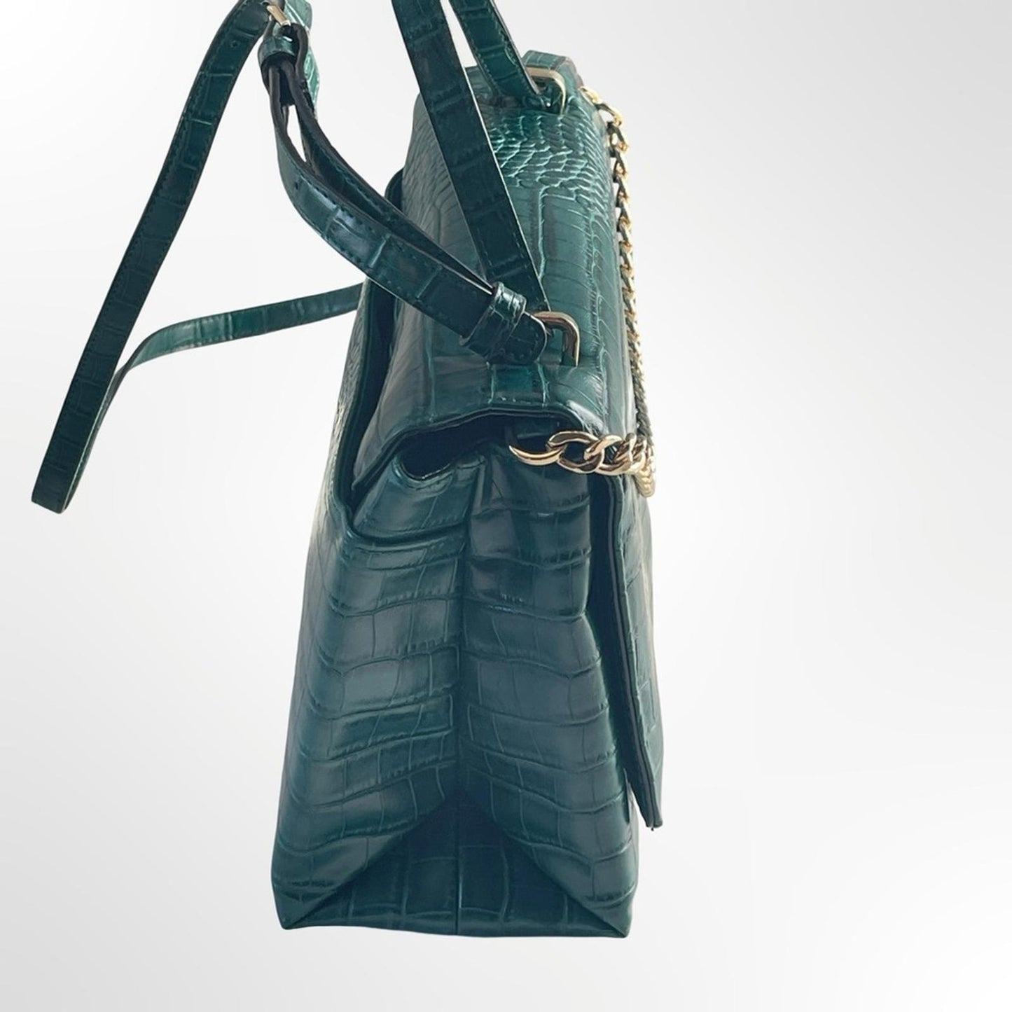 A new day Croc-Embossed Shoulder Bag with Gold Chain