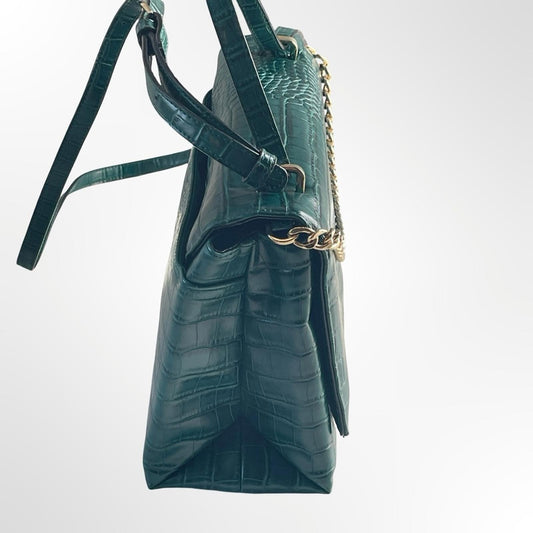 A new day Croc-Embossed Shoulder Bag with Gold Chain