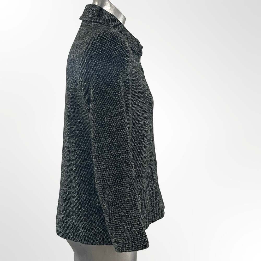 Vintage Nordstrom Black and White Tweed Collared Button-Up Wool Jacket