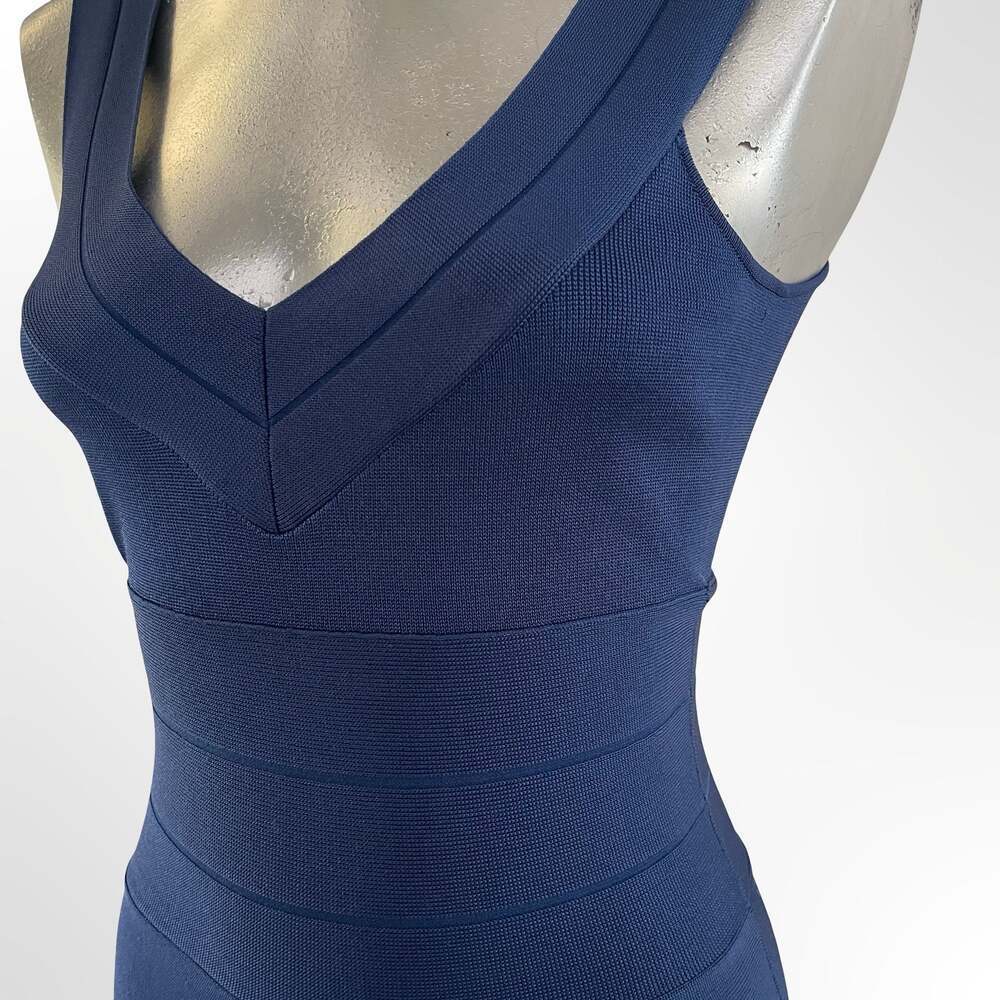 Armani Exchange Navy Blue Sleeveless Bandage Fit and Flare Dress