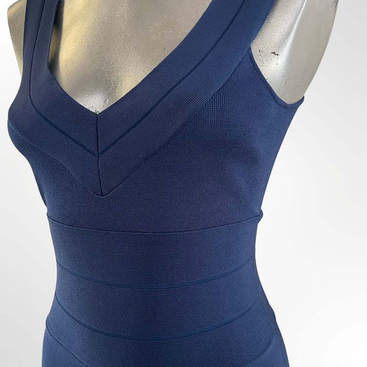 Armani Exchange Navy Blue Sleeveless Bandage Fit and Flare Dress