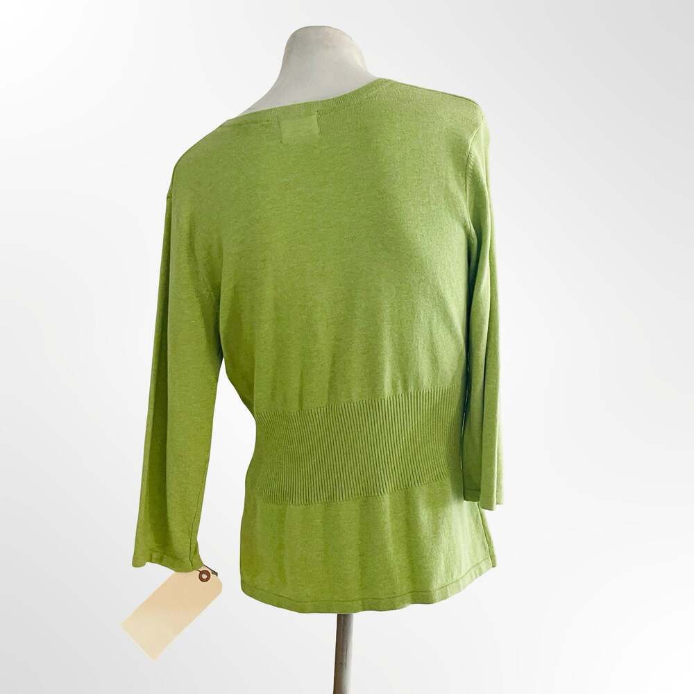 Kersh Lime Green V-Neck Button-Up Knit Cardigan Sweater Size L