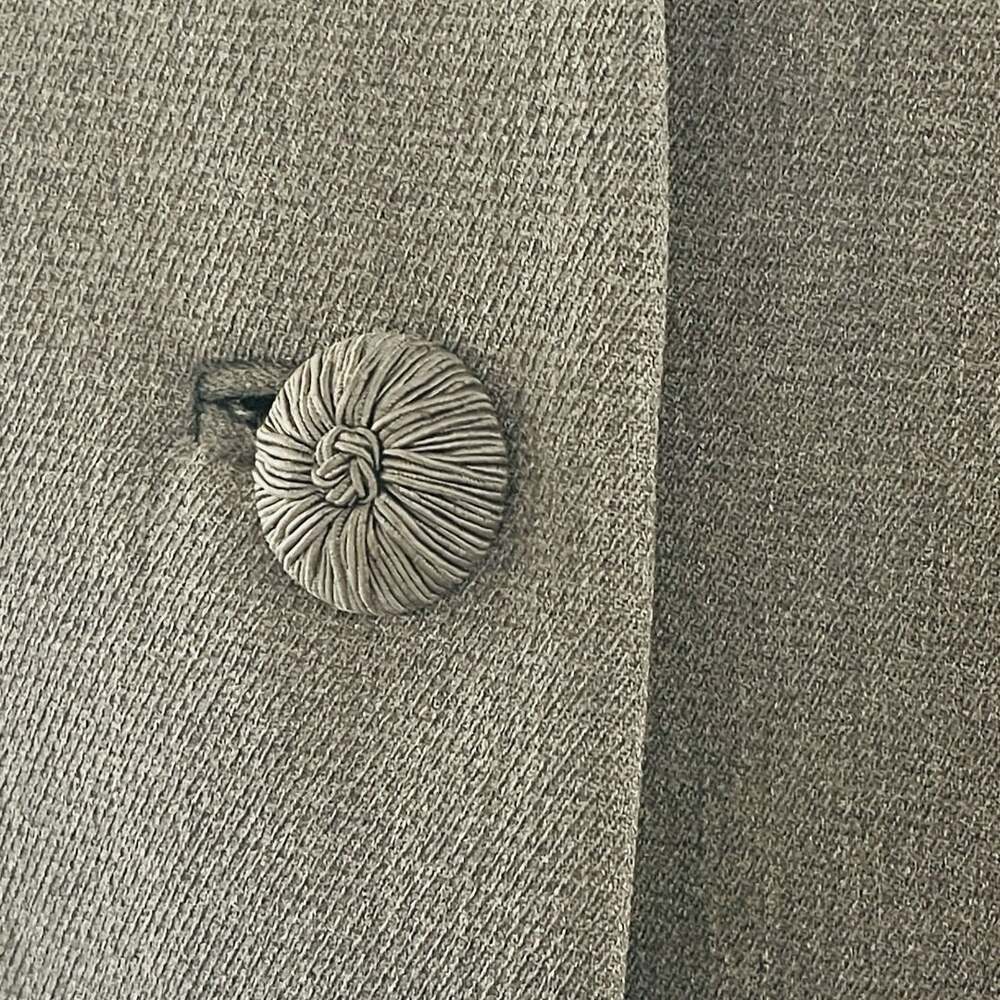 Vintage Dark Grey Collarless Wool Swing Coat with Knot Buttons