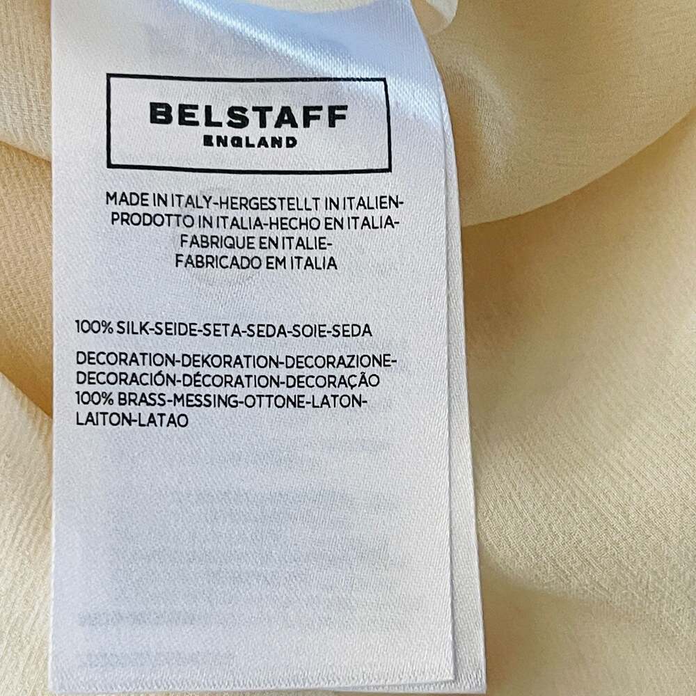 Belstaff Women's Walton Ivory Silk Pleated Studded V-Neck Blouse
