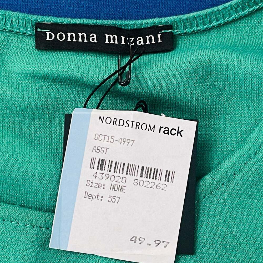 Donna Mizani Blue & Green Colorblock Sleeveless Bodycon Mini Dress Size S