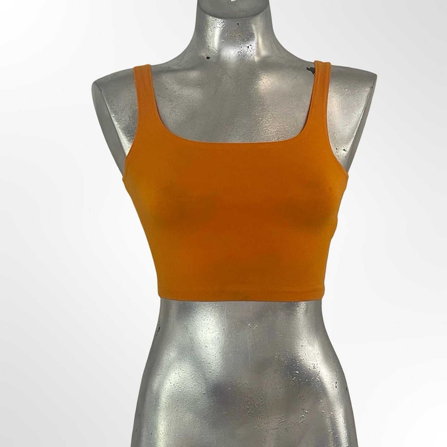 Women's Square Neck Crop Tank Top - Orange