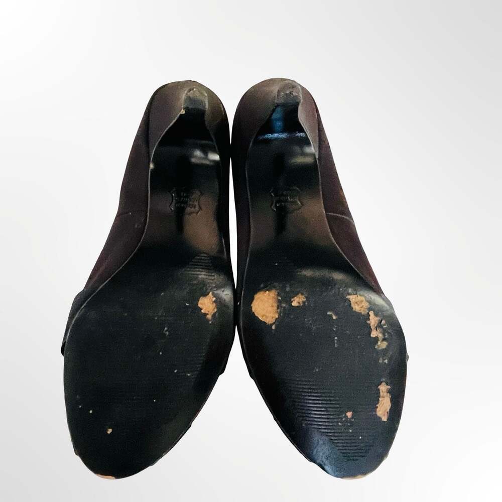 Easy Street Alive 5 Women's Black Satin Peep Toe Kitten Heels with Crystal Ornam