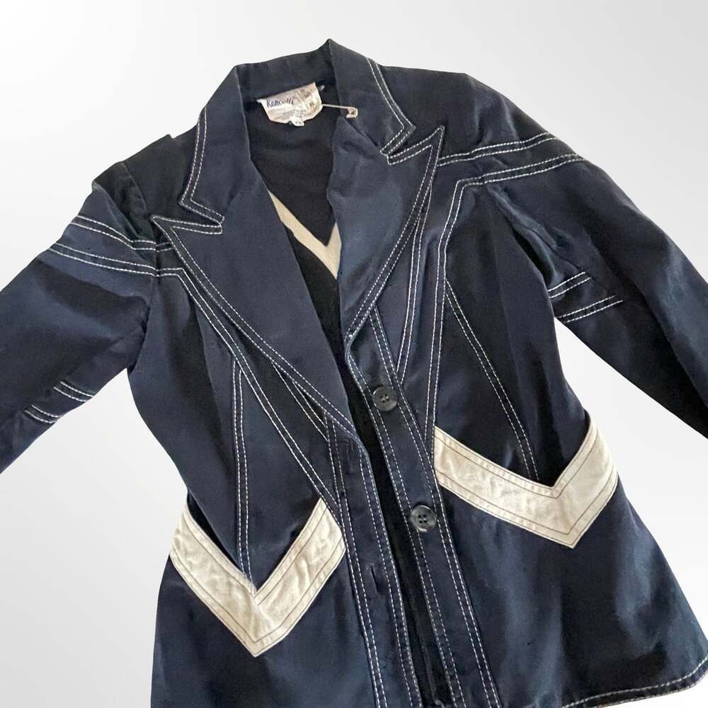 Vintage 1970s Roncelli Chevron Stripe Denim Blazer