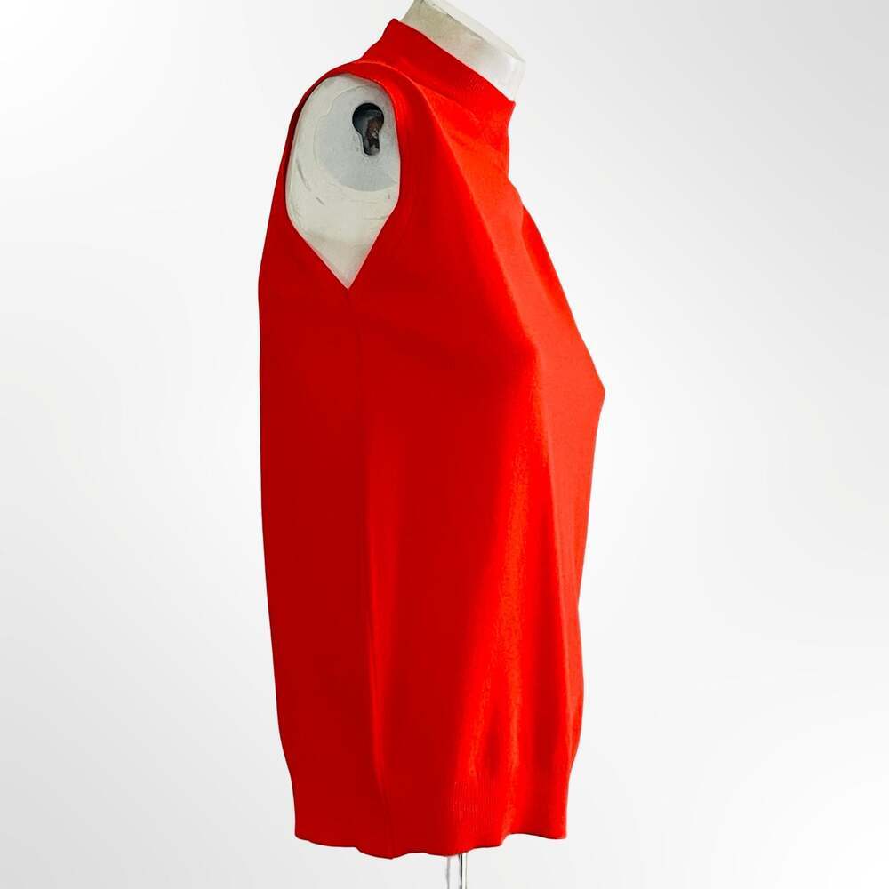 Vintage Red Sleeveless Mock Neck Knit Top with Back Zipper