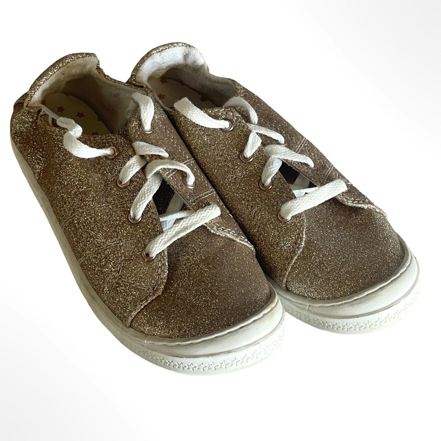 wonder nation Glitter Lace-Up Sneakers in Gold&White size 4